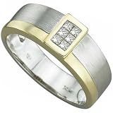 0.20 Ct.T.W. Princess Cut Diamonds, Two Tone 14Kt. Gold. Two Tone Mens Diamond Band.