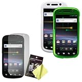 Two Hard Cases / Covers / Shells (White, Green) & LCD Screen Guard / Protec ....