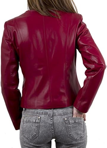 Awwalleather Women's Stylish Motorcycle Leather Jacket WJ 130 X-Small Dark Maroon