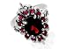 Ladies Sterling Silver Ruby & Garnet Fancy Cluster Ring