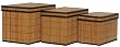 Split Bamboo Boxes Set of 3 with Canvas Lining and Leatherette Trim Large= 14" x 10.5" x 10"