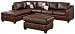 Bobkona Jaxson Collection 3-Piece Bonded Leather Match Reversible Sectional Sofa with Matching Ottoman, Walnut
