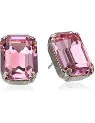 Sorrelli "Crystal Rose" Bold Emerald Cut Silvertone Stud Earrings