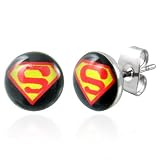 The Stainless Steel Jewellery Shop - Stainless Steel 7mm Superman studs (pair)