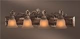 Metropolitan by Minka N2134-34 Pamplona Four Light Bathroom Vanity Light in Aged Wood with Gold High