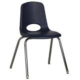 Ecr4kids 18" Plastic School Stack Chair-chrome-navy with Glide ~ Ecr4kids