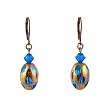 Earrings - E259 - Polka Dot Plated Glass and Swarovski (tm) Crystal - Oval ~ Capri Blue