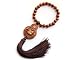 Wood Wrist Mala Beads with African Flower Pear Wood Fortune Buddha Amulet Pendant