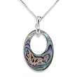 Sterling Silver Abalone Tear Drop with Center Hole Pendant with 18 Inch Box Chain