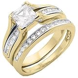 Size 7 - 3.20 Ct Princess Round Engagement Ring Wedding Set