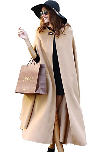 （エブレドレス）everydress　レディース　無袖マント　ロングコート　カシミヤ　ウール　キャメル　パーティー　通勤