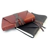 The Messenger Handmade Leather Journal Book, 6" x 9" 160 cotton rag pages , Black