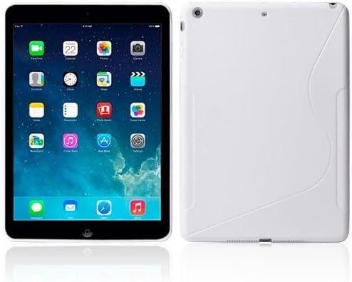 W-RainBow iPad Air Case White S Line Slim Soft TPU Snap On Embedded Coincide Cover Skin Protection Case for Apple iPad Air/iPad 5(Random Gift 1 Piece Car Sticker)