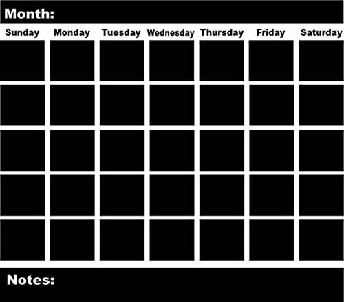 Chalkboard calendar, vinyl decal, wall sticker