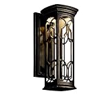 Kichler Lighting 49226OZ LED Franceasi 14-1/2-Inch Light Outdoor LED Wall Lantern, Olde Bronze with Light Umber Seedy Glass