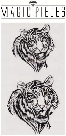 MagicPieces Temporary Tattoo Fake Tattoo Waterproof Non-toxic Tattoo Sticker with Black Tiger Pattern Size 3.9"X6.6" T0522