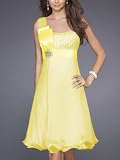 Ever Pretty Ruffles Silk Satin Bow Rhinestones One Shoulder Cocktail Dress 03229