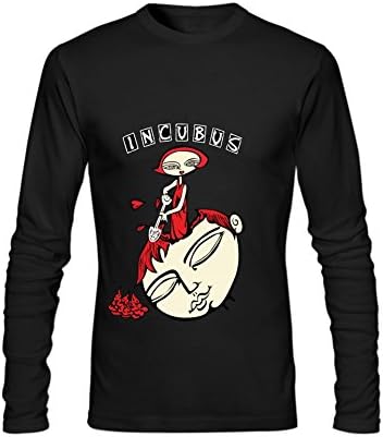 RUGOU Men's Cotton T-Shirt Incubus Pardon Me Printing Tee M Black