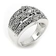 3 Row Round And Square Marcasite Ring