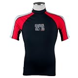 Body Glove Mens 540 Short Sleeved 8oz Lycra Rash Guard Vest - Black/Red/Silver - Extra Large