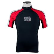 Body Glove Mens 540 Short Sleeved 8oz Lycra Rash Guard Vest - Black/Red/Silver