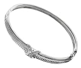 Sterling Silver Diamond Cross Over Bangle