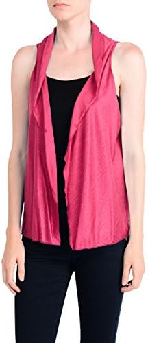 Upparel Junior's Asymetric Hem Open Front Cardigan -Made in USA,Fuchsia , One Size
