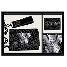 Rock Band Video Game Gargoyle Wallet - Black Grey Logo Leather W chain Wallet