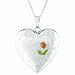 Sterling silver Heart Shaped Locket w/ rose (4 image frames) Necklace
