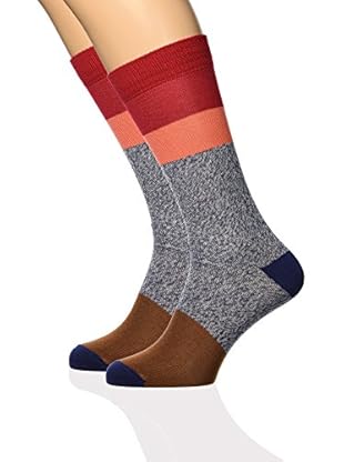 ISOK Calcetines N° 076Xc (Gris / Rojo / Coral)