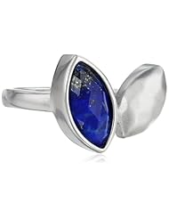 Sterling Silver Matte Finish Hammered Leaf Shape Ring, Size 7