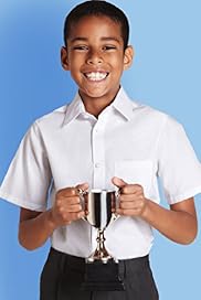 2 Pack Boys Easy to Iron Pure Fairtrade Cotton Short Sleeve Shirts