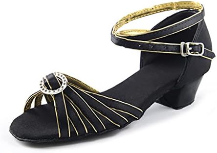 SONGYUNYANPractice of soft Silk Satin with Latin dance shoes , black and red , 34