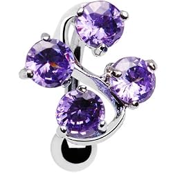 Top Mount Tanzanite Purple Gem Vine Belly Ring