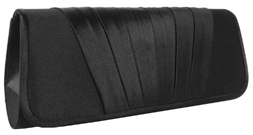 Satin Clutch Abendtasche, schwarz