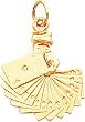 14K Yellow Gold 3D Hand with Deck of Cards Charm