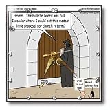 Rich Diesslins Funny Theology Cartoons - Luther - Hitting the Nail on the Head - Wall Clocks