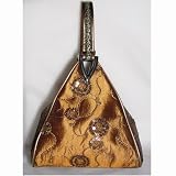 Triangular Synthetic Silk Clutch Handbag - Chocolate Brown