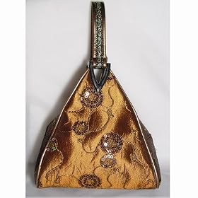 Triangular Synthetic Silk Clutch Handbag - Chocolate Brown