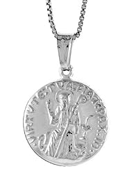 Sterling Silver Saint Jude Medal, Made in Italy. 5/8 inch (17 mm) in Diameter.