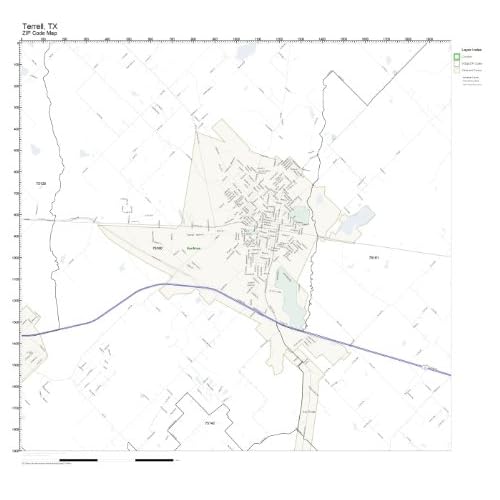 ZIP Code Wall Map of Terrell, TX ZIP Code Map Not Laminated