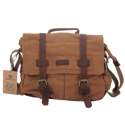 Buy Koolertron New Men Women Cross Body Retro Fashion Causual Style Messenger Canvas Khaki Shoulder Bag School Travel Bag DSLR Camera Canvas bag 36cm X 27cm X 11cm Promo Offer