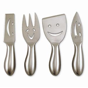 4 Piece Smiley Face Cheese Knife Set by HomeAndWine.com