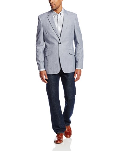 Cubavera Men's Fitted Linen Cotton Herringbone Textured Blazer