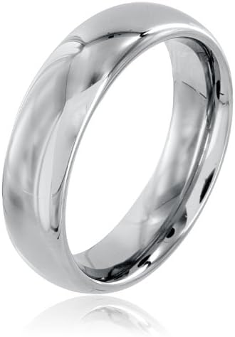 Domed Polished Titanium Band Ring (6.0mm) - Size 8.0