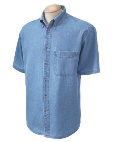 Harriton M550S Short-Sleeve Denim Shirt
