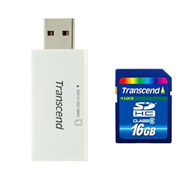 Transcend SDHC�J�[�h Class6 �J�[�h���[�_�[�t TS-SDHC6-S5W�V���[�Y