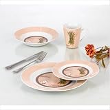 16-Piece White Porcelain Dinnerware Set with Decal