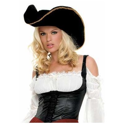 Leg Avenue Women's Pirate Hat W/ Gold Trim 2078(BLACK,One Size)