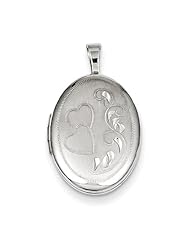 Sterling Silver Two Hearts 19mm Oval Locket